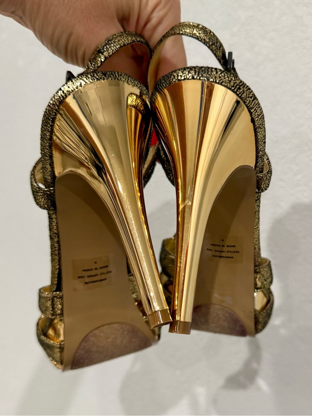 Nine West Gold Crackled Metallic Cutout Heels